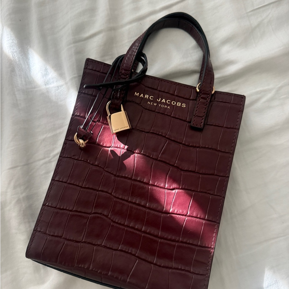 Marc Jacobs Deep Burgundy Croc-Embossed Tote